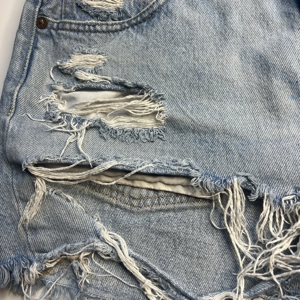 Levi's 501 Cut Off Blue Jean Shorts Women 28 High Rise Button Fly Hipster Summer